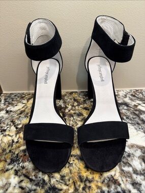Jeffrey Campbell Black Suede Ankle Strap Block Heels